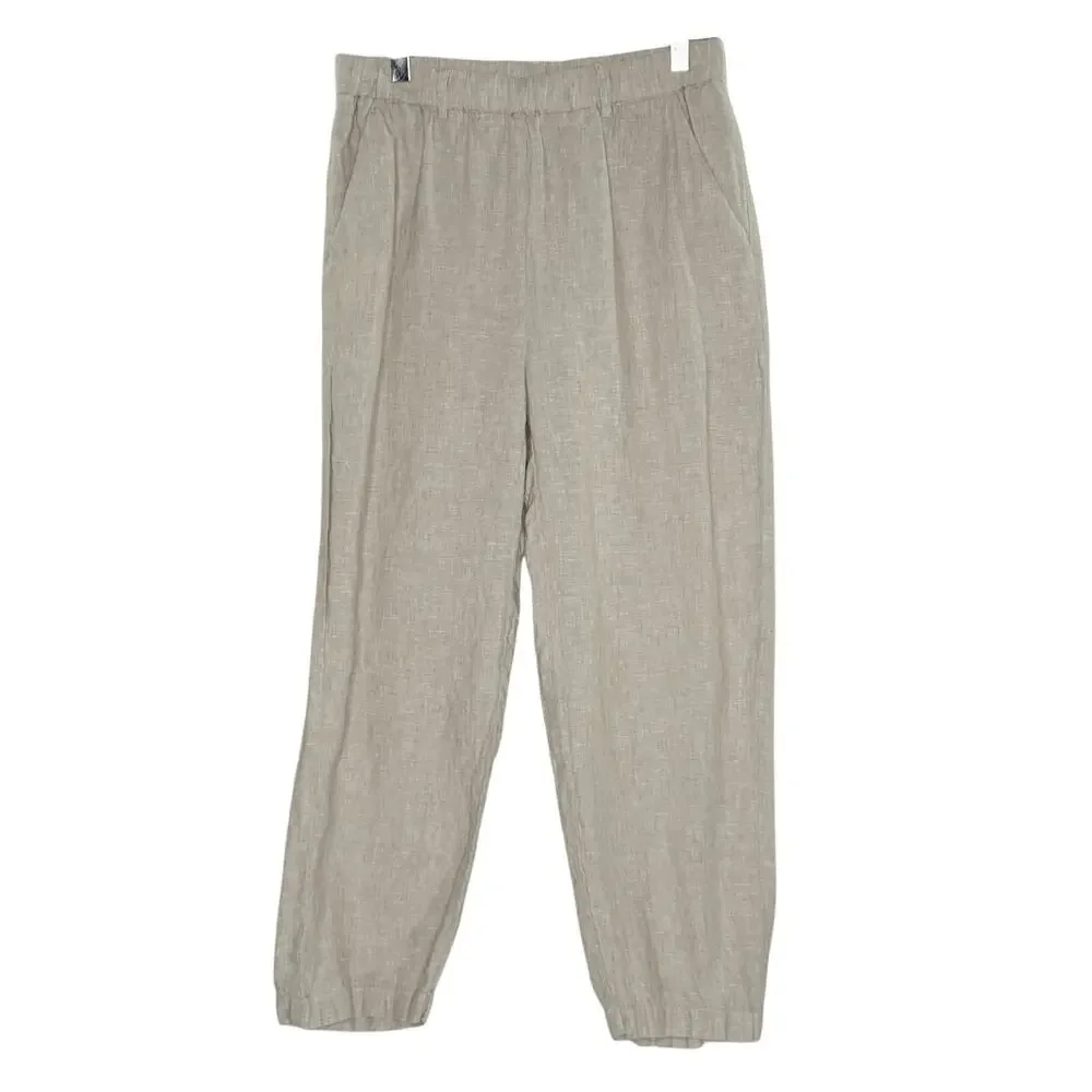 Quince 100% European Linen Tapered Ankle Pants S Flax Pull On Breathable